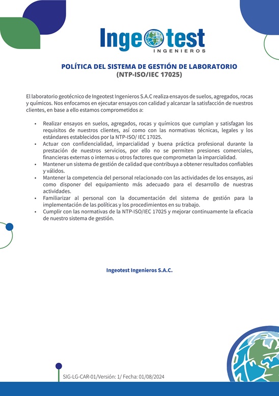 Política del Sistema de Gestión del Laboratorio Geotécnico